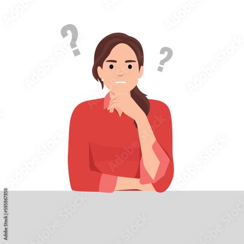 Discontent gloomy employee at workplace. Frowned negative office worker in bad mood. Unsmiling offended displeased disappointed person sabotaging, feeling work aversion