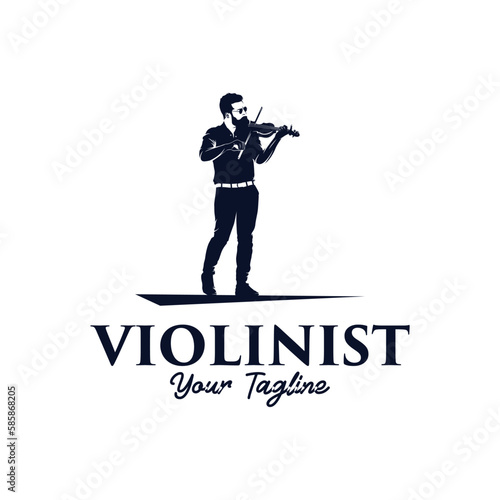 A Man violinist playing violin, logo design