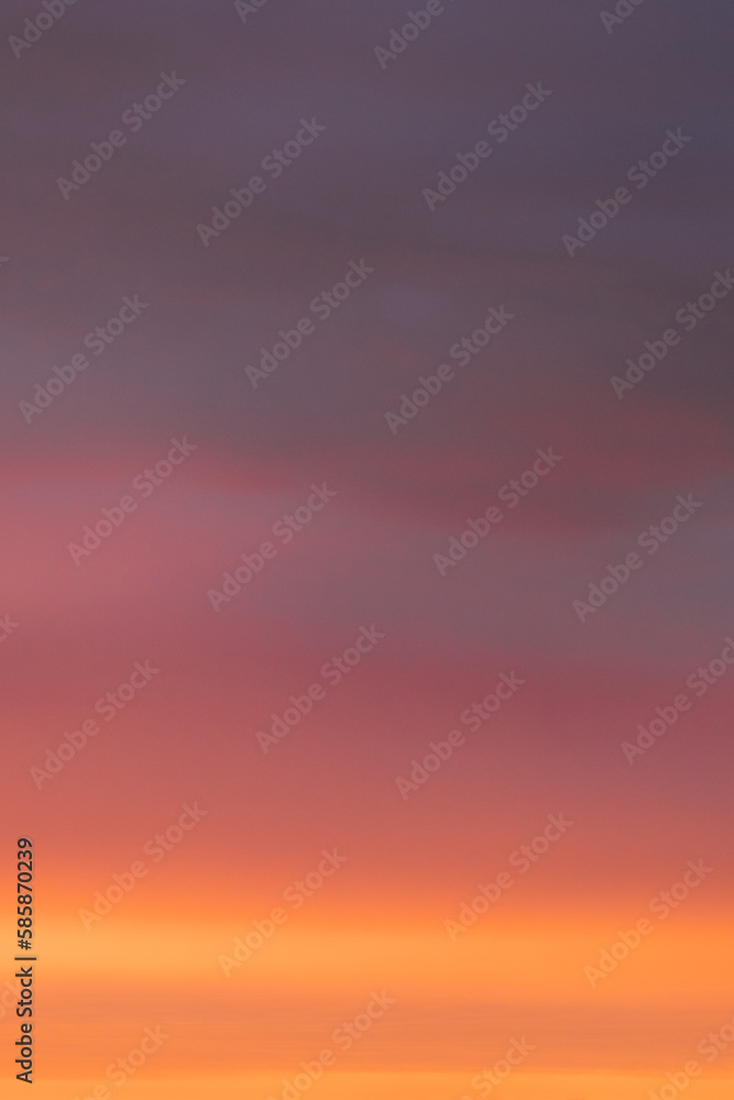 Evening Sky At Golden Hour. Amazing Color Effect Of Clouds. Natural Bright Dramatic Sky Background Gradient. Soft Colors. Sky Gradient. Concept Of Ethereal. Music Concept.
