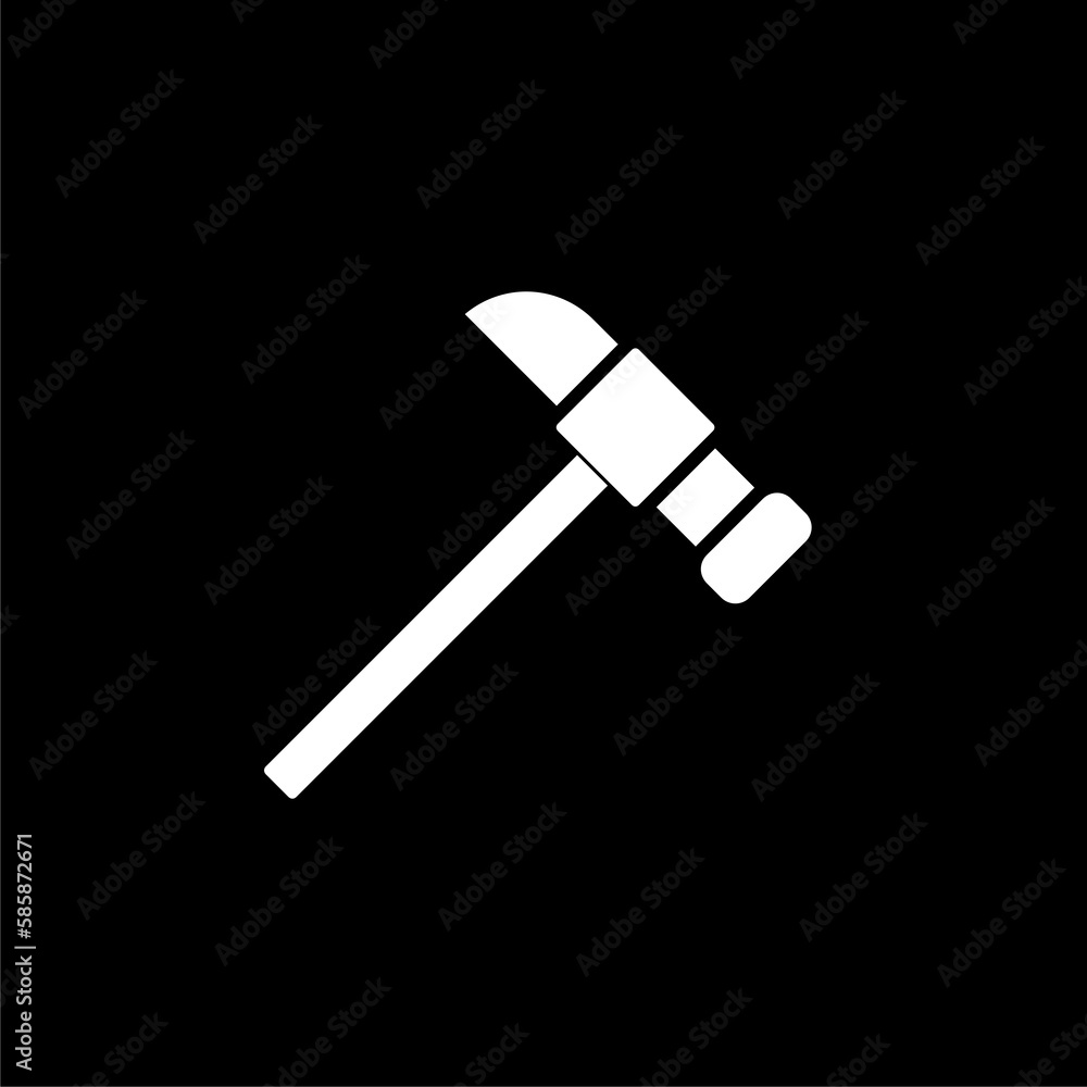 Hammer icon symbol Flat illustration isolated on black background Hammer icon symbol Flat illustration isolated on black background