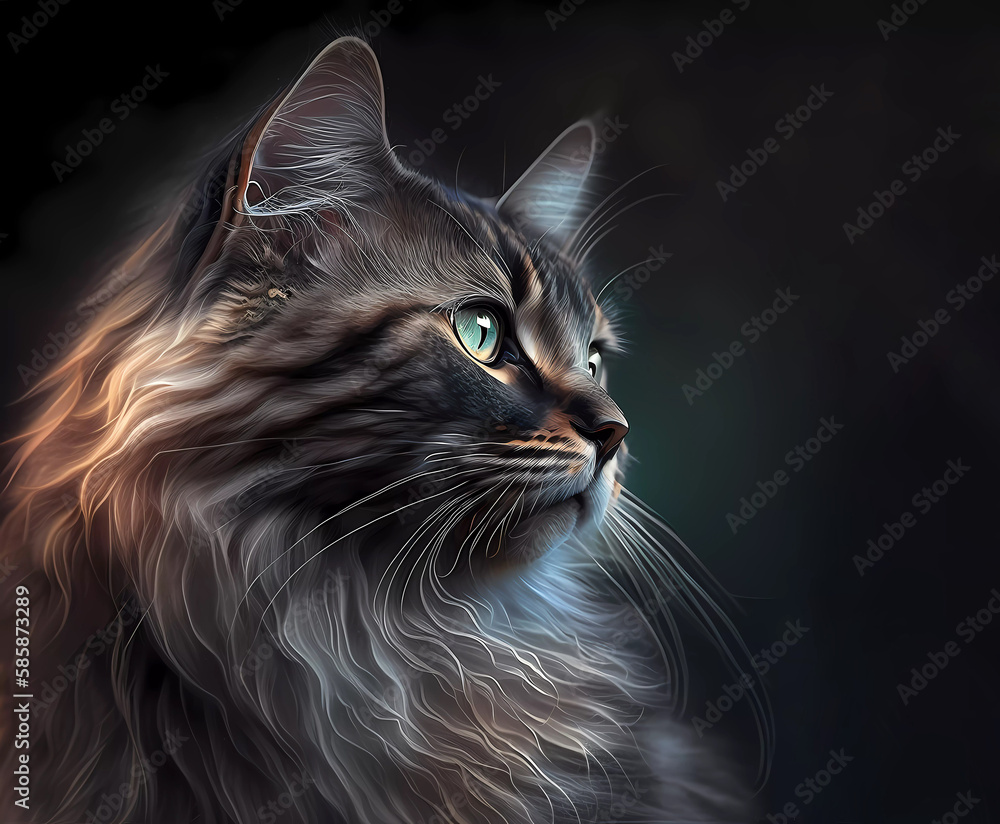 Portrait of a cat. The cat is longhaired. Generative AI. Portrait of a cat. The cat is longhaired. Generative AI.
