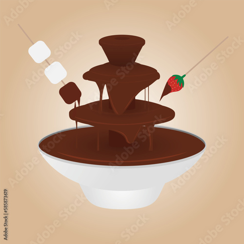 chocolate fountain design vector flat isolated illustration