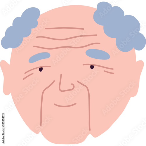 Cartoon Old Man Portrait With Grey Hair