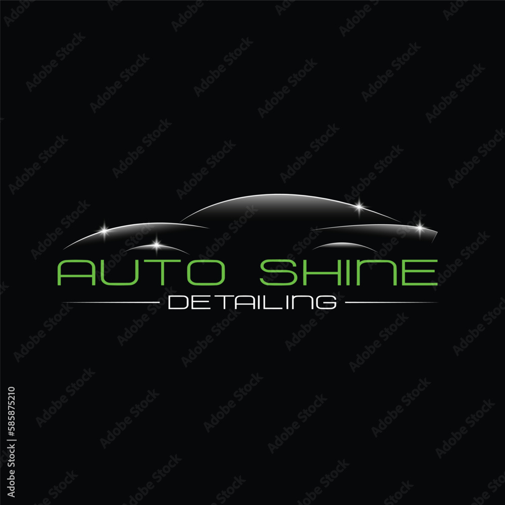 Auto shine and detailing, car wash logo for automotive car business