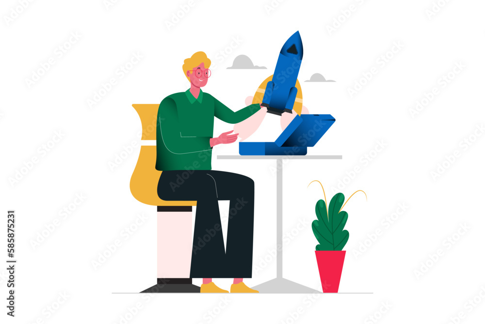 People Building and Setting Up a Startup Illustration People Building and Setting Up a Startup Illustration