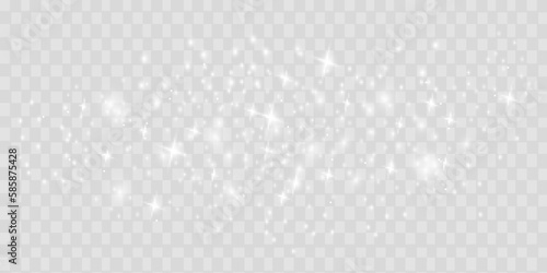 Abstract sparkling shiny texture. The effect of glare of shiny particles. Silver glitter trail of shiny particles on a transparent background.