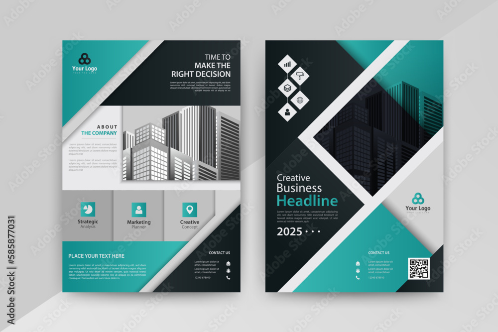 Business abstract vector template for Brochure, Flyer with Cyan and Black Color, Front and back. Business abstract vector template for Brochure, Flyer with Cyan and Black Color, Front and back.