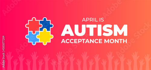 Autism Acceptance Month background or banner design template.