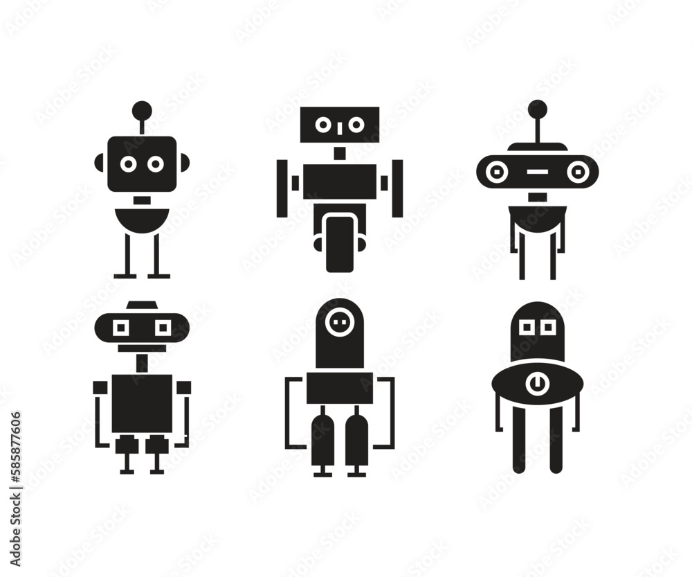 cute robot character icons vector illustration cute robot character icons vector illustration
