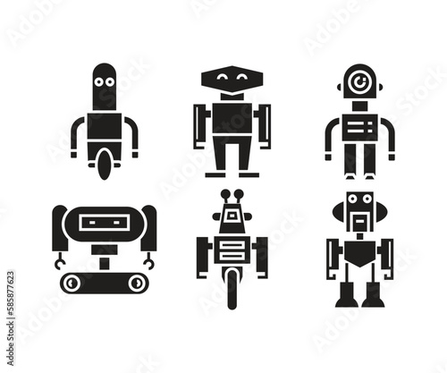 humanoid robot icons set vector illustration