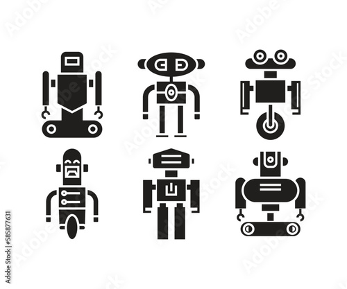 humanoid robot icons set vector illustration