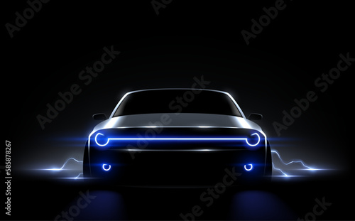 Electric car silhouette with lightning effect © d1sk