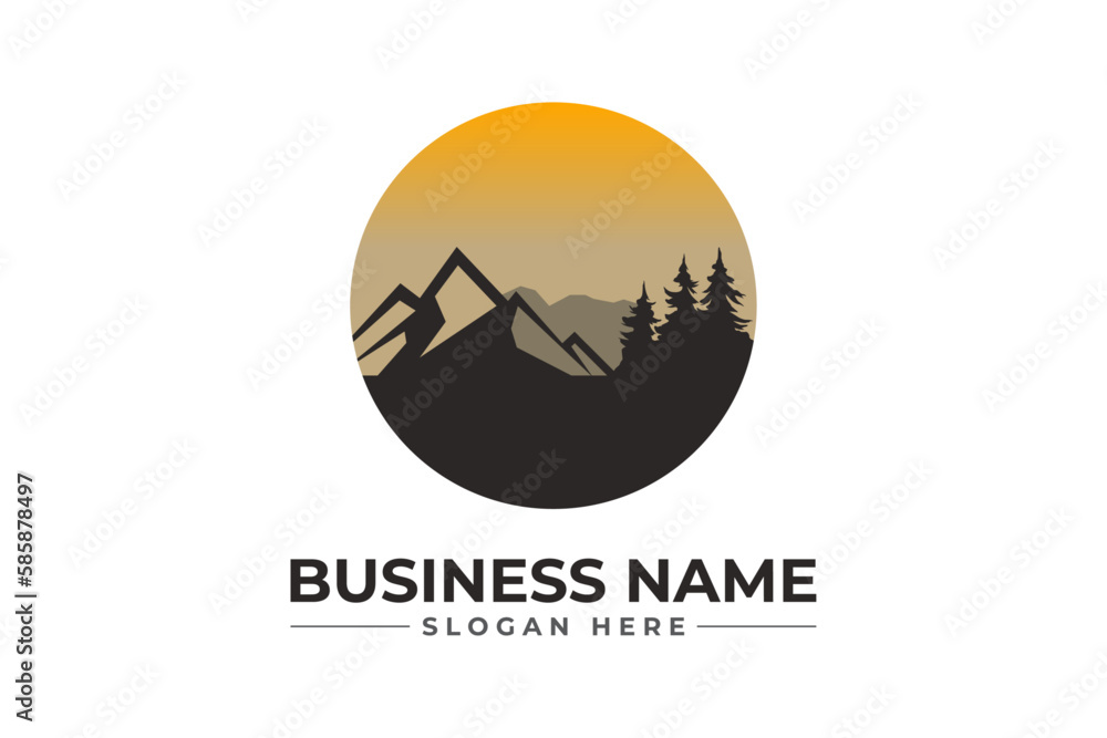 Hiking adventure Mountain Outdoor wilderness travel logo Hiking adventure Mountain Outdoor wilderness travel logo