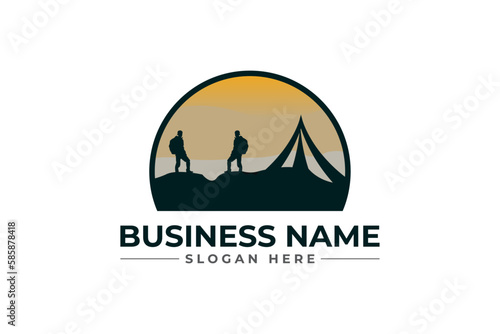 Hiking adventure Mountain Outdoor wilderness travel logo