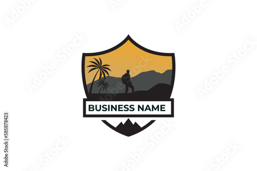 Hiking adventure Mountain Outdoor wilderness travel logo