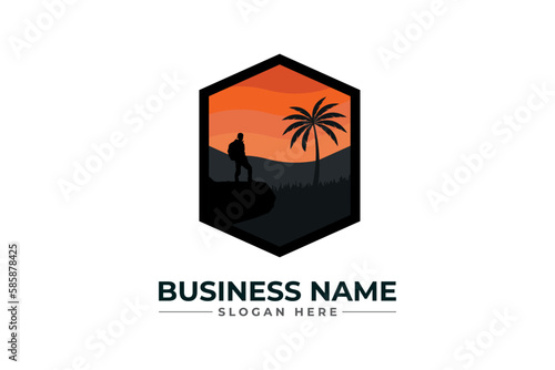 Hiking adventure Mountain Outdoor wilderness travel logo
