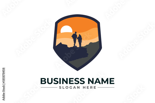 Hiking adventure Mountain Outdoor wilderness travel logo