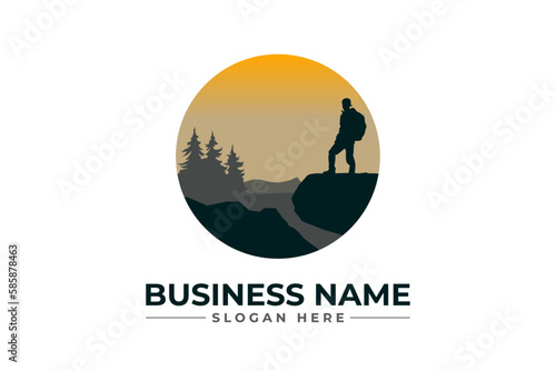Hiking adventure Mountain Outdoor wilderness travel logo