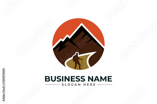 Hiking adventure Mountain Outdoor wilderness travel logo