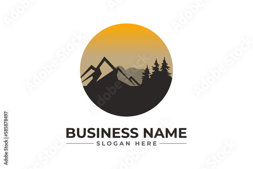 Hiking adventure Mountain Outdoor wilderness travel logo