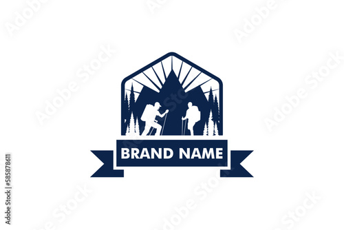 Hiking adventure Mountain Outdoor wilderness travel logo