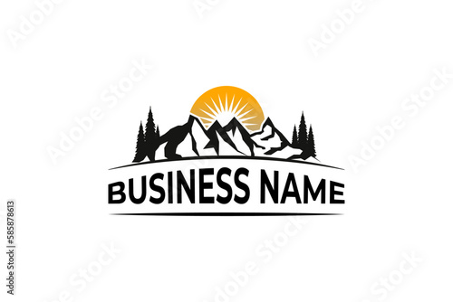 Hiking adventure Mountain Outdoor wilderness travel logo