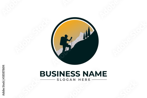 Hiking adventure Mountain Outdoor wilderness travel logo