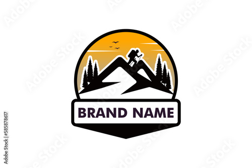 Hiking adventure Mountain Outdoor wilderness travel logo