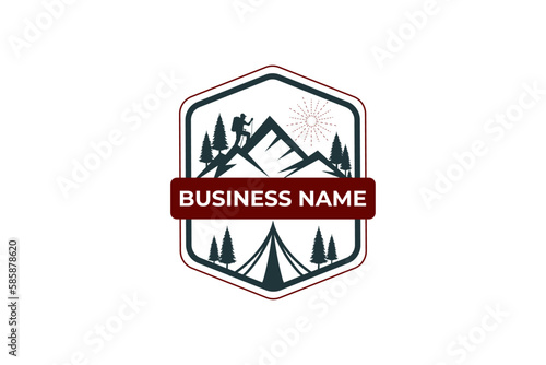Hiking adventure Mountain Outdoor wilderness travel logo