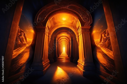 Glowing Spectacles of Heavenly Splendor at the Golden Passageway Generative AI