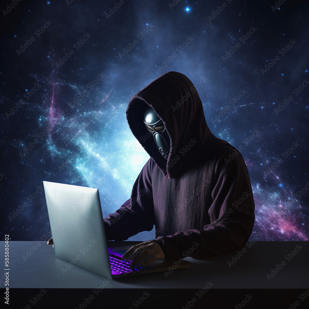 Anonymous robot hacker. Concept of hacking cybersecurity, cybercrime, cyberattack, dark web, etc. Anonymous robot hacker. Concept of hacking cybersecurity, cybercrime, cyberattack, dark web, etc.