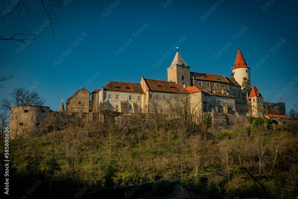 Castle in color sunny evening in central Bohemia