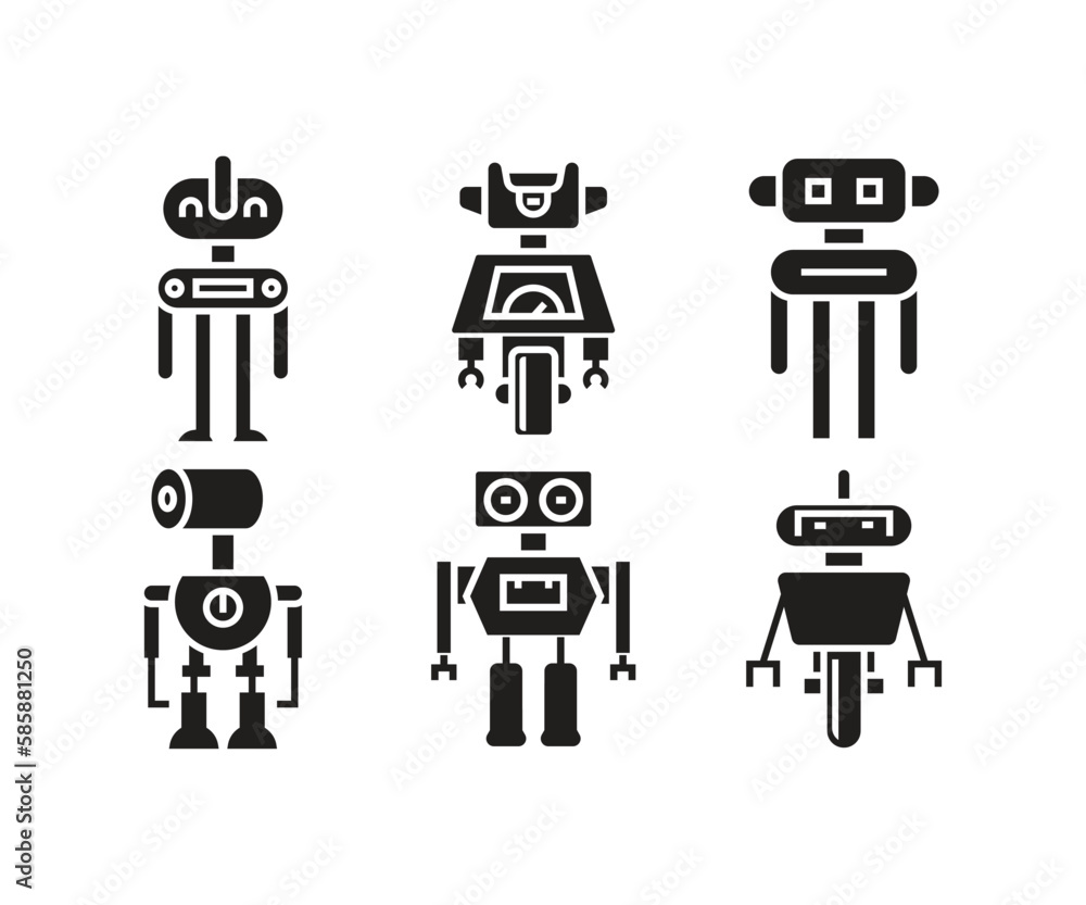 humanoid robot avatar set illustration humanoid robot avatar set illustration