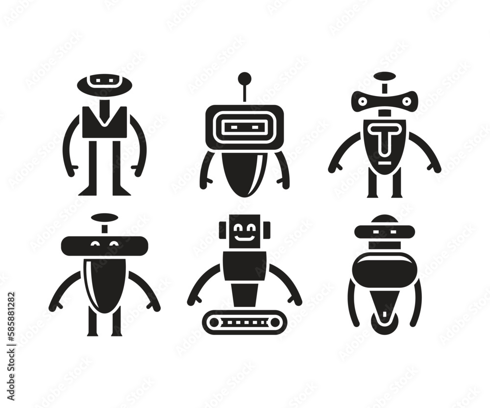smart robot character icons set smart robot character icons set