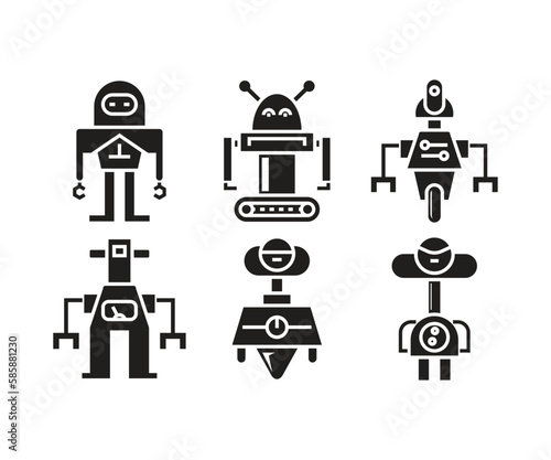 humanoid robot avatar set illustration