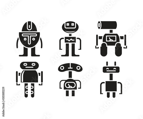 humanoid robot avatar set illustration