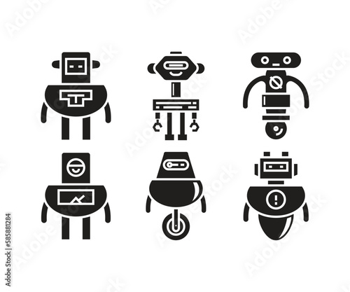 smart robot character icons set