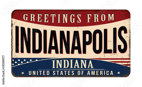 Greetings from Indianapolis vintage rusty metal sign
