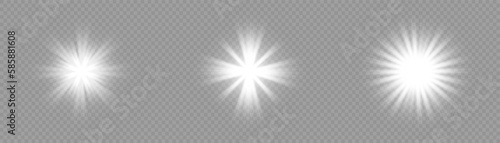 light exclusive use lens flash light effect.Big Collection Realistic white Scene illumination. Special effects on transparent background. Vector illustration