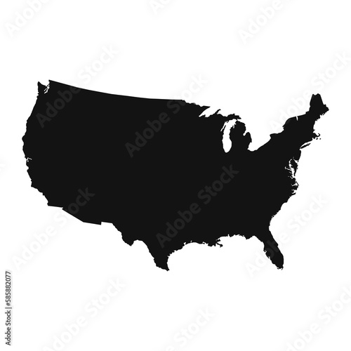 Black Map USA on white background. Vector illustration.