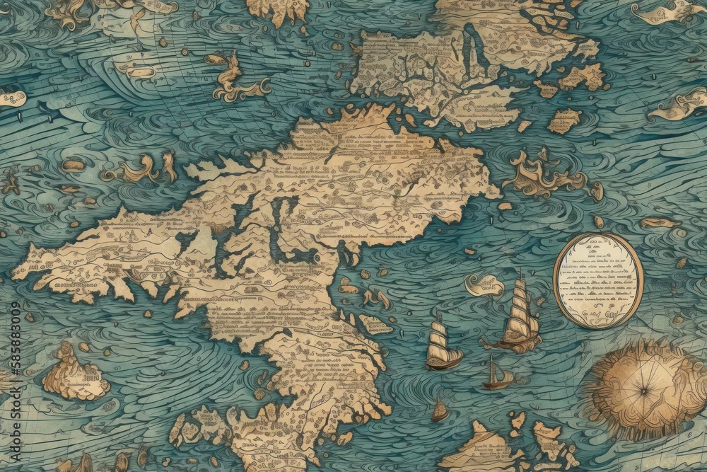 Cartographer's Legacy: Ancient Map of Earth's Oceans, Unveiling a Sea 