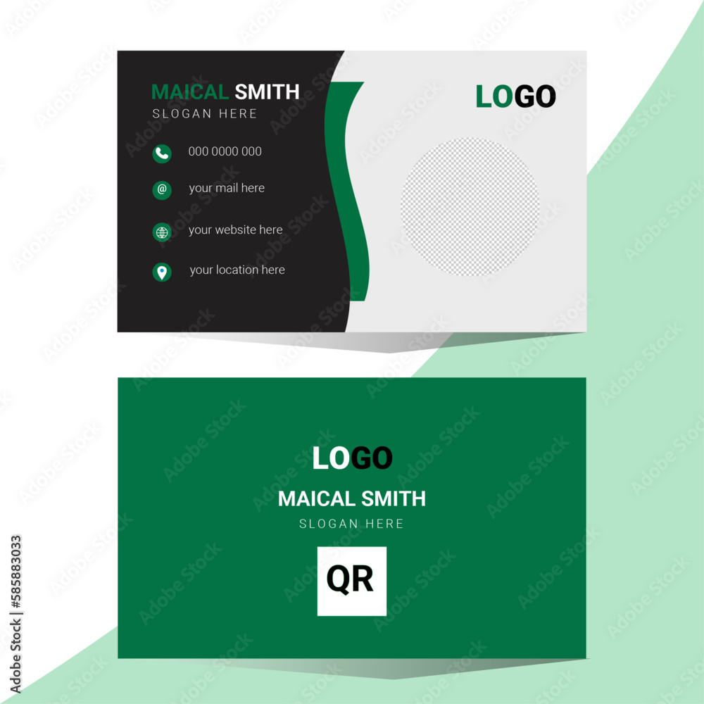 identity template with card. Modern presentation card with company logo.
creative business card template. Portrait and landscape orientation. Adobe Illustrator design
