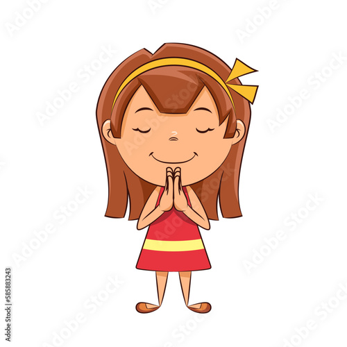 Girl pray, standing, child, giving thanks, gesture