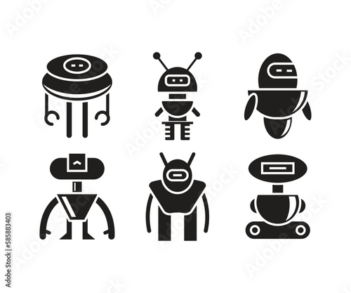 smart robot character icons set