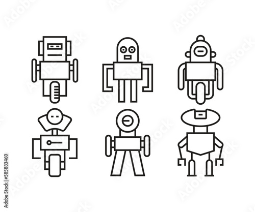 cute robot character icons set