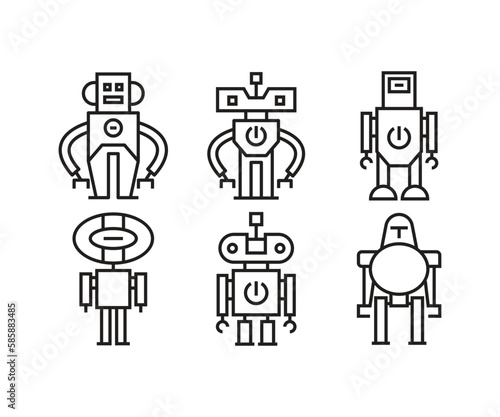 smart robot avatar icons set