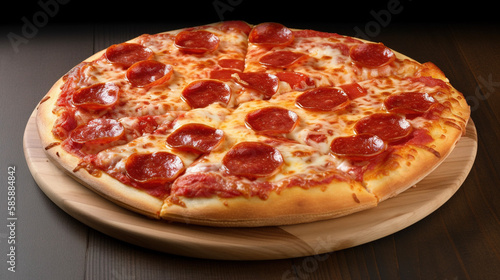 Pepperoni pizza closeup. AI