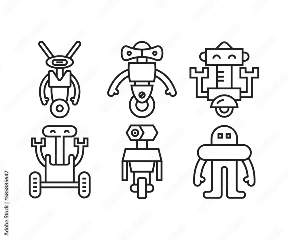 humanoid robot icons set line illustration humanoid robot icons set line illustration