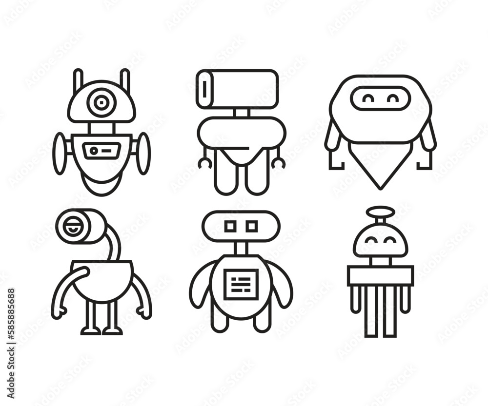 humanoid robot icons set line illustration humanoid robot icons set line illustration