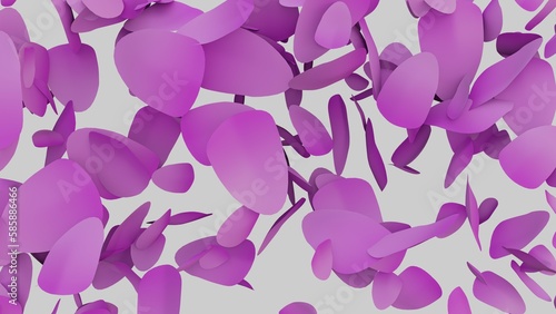 3d background of rose petals floating on green background. 3d rendering